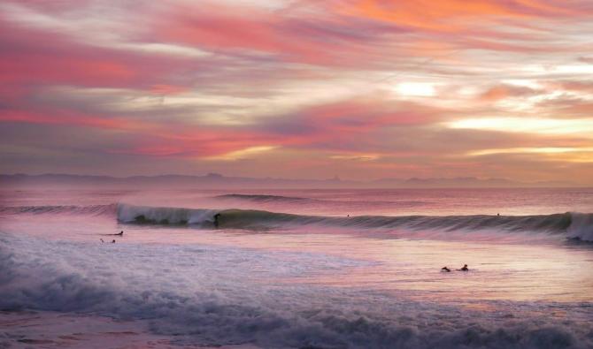 Foto tijdens een prachtige zonsondergang aan Contis-Plage - bestemming bij Skiworld Travel Beyond